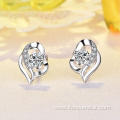 925 Silver Earrings Purple Cubic Zirconia Stud Earrings